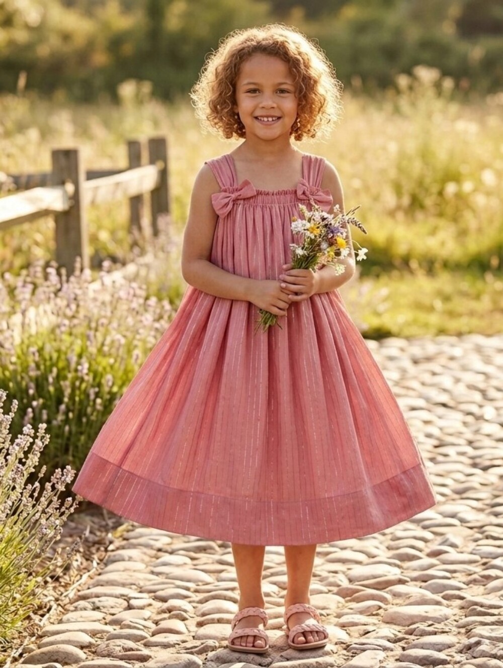 Blush Pink Sparkly Bow Strap Special Occasion Party Dress Girls 6/7/8 Balletcore